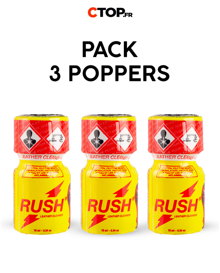 Pack 3 Poppers Rush Jaune 10ml – Acheter en Ligne | Catégorie Pack de Poppers