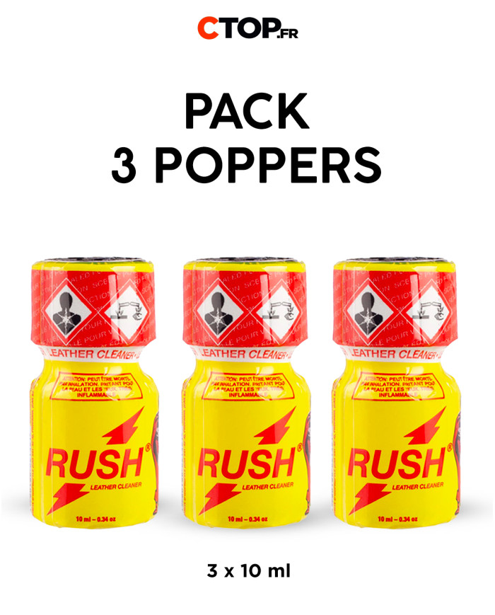 Pack 3 Poppers Rush Jaune 10ml – Acheter en Ligne | Catégorie Pack de Poppers
