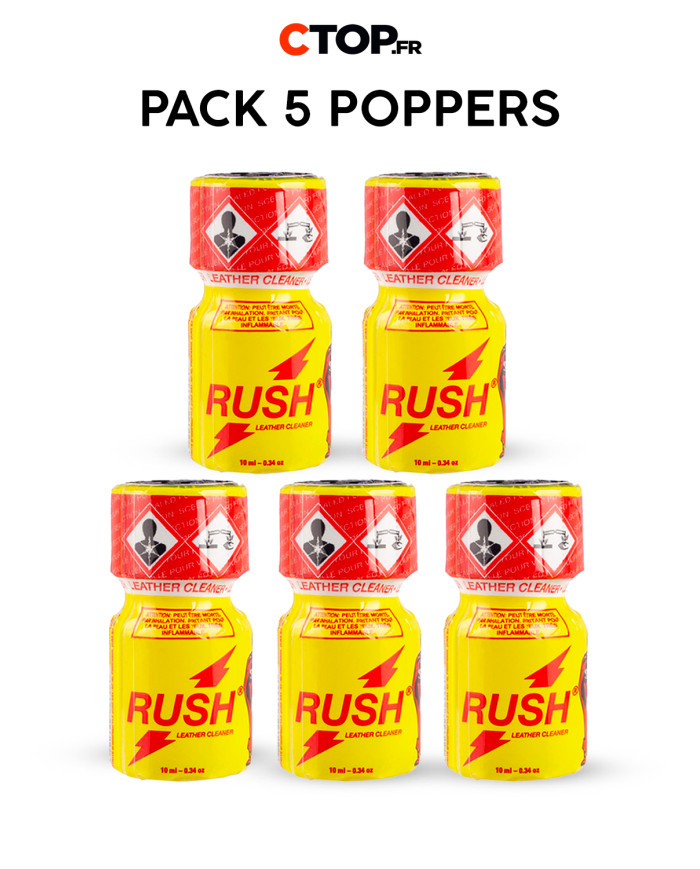 Pack 5 Poppers Rush Jaune 10ml - Achat Poppers Multipack en Ligne