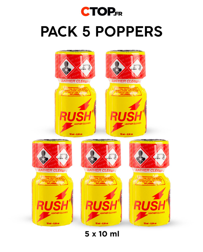 Pack 5 Poppers Rush Jaune 10ml - Achat Poppers Multipack en Ligne