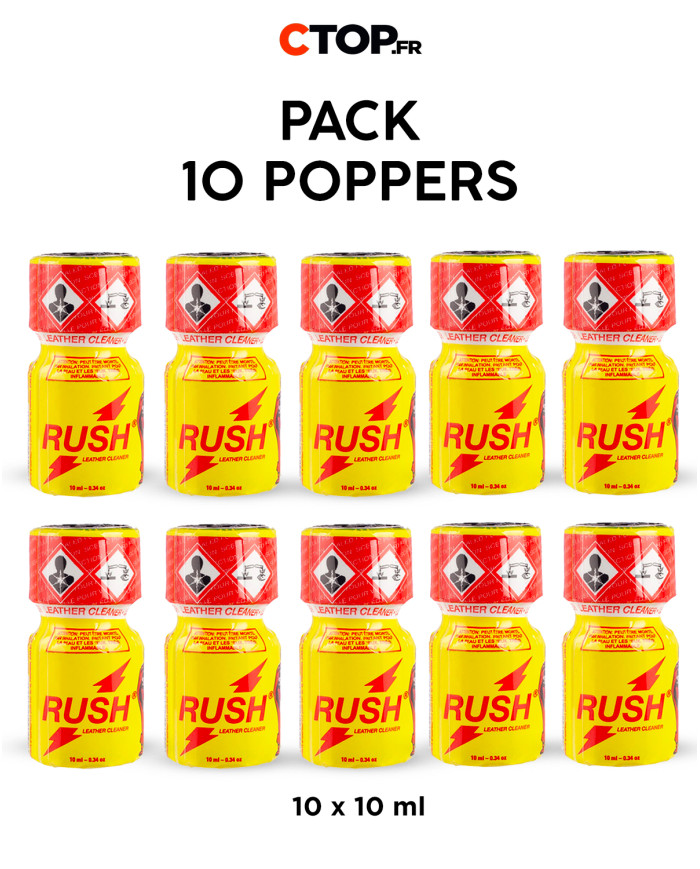 Pack 10 Poppers Rush Jaune 10ml | Offre Exclusive sur Packs de Poppers