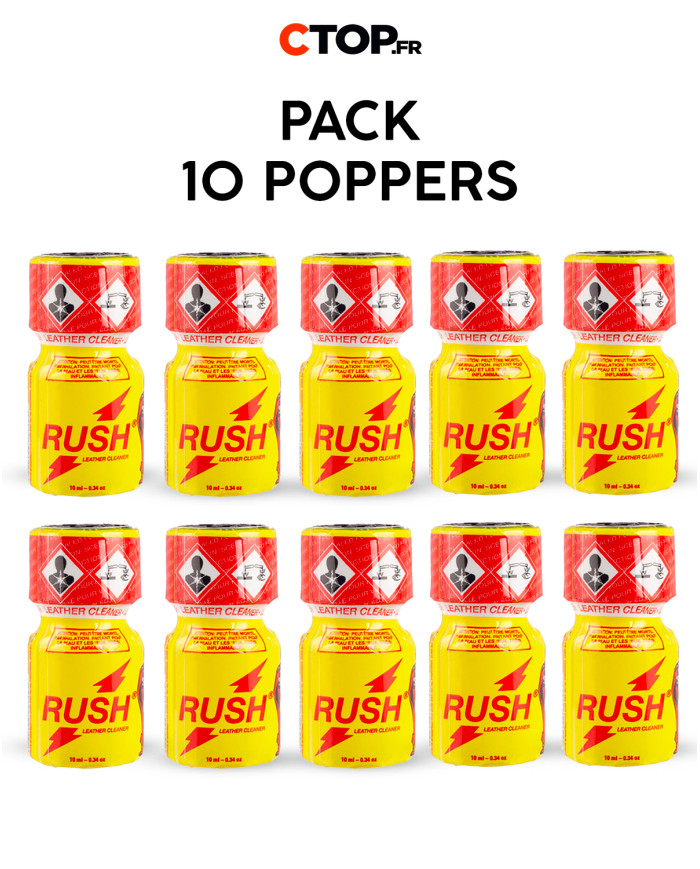 Pack 10 Poppers Rush Jaune 10ml | Offre Exclusive sur Packs de Poppers