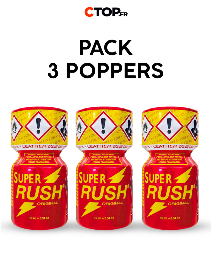 Pack de 3 Poppers Super Rush 10ml - Achat en Ligne | Catégorie Pack de Poppers