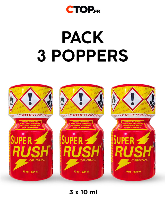 Pack de 3 Poppers Super Rush 10ml - Achat en Ligne | Catégorie Pack de Poppers