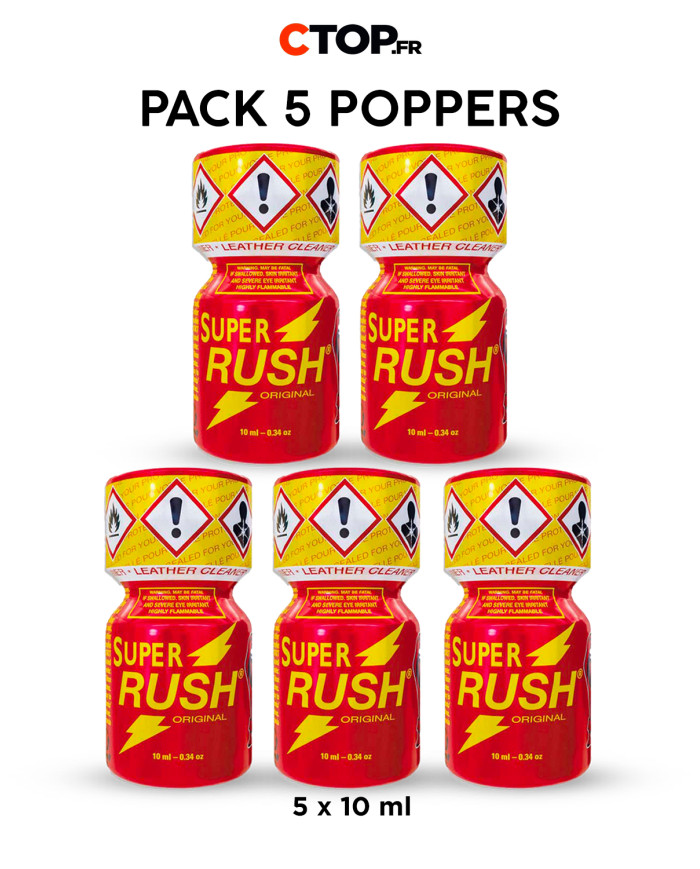 Pack 5 Poppers Super Rush - 10ml | Achat Avantageux Poppers en Pack