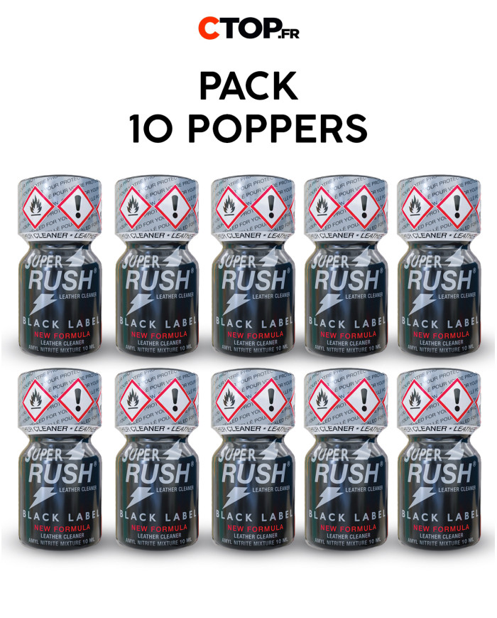 Pack 10 Poppers Super Rush Black Label 10ml | Achat en Ligne