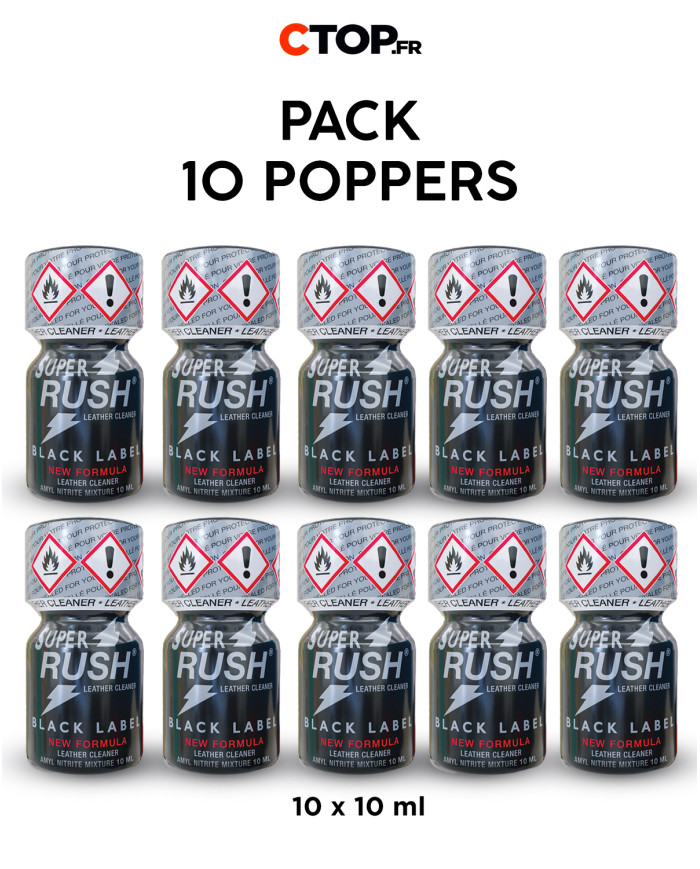 Pack 10 Poppers Super Rush Black Label 10ml | Achat en Ligne
