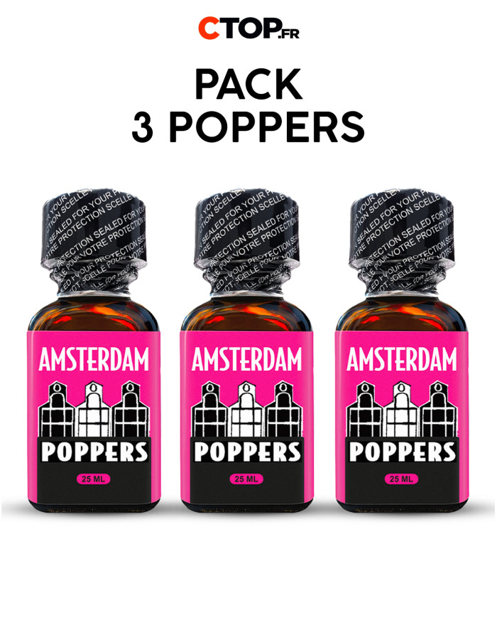 Pack de 3 Poppers Amsterdam 25ml - Achetez en Ligne | Catégorie Pack de Poppers