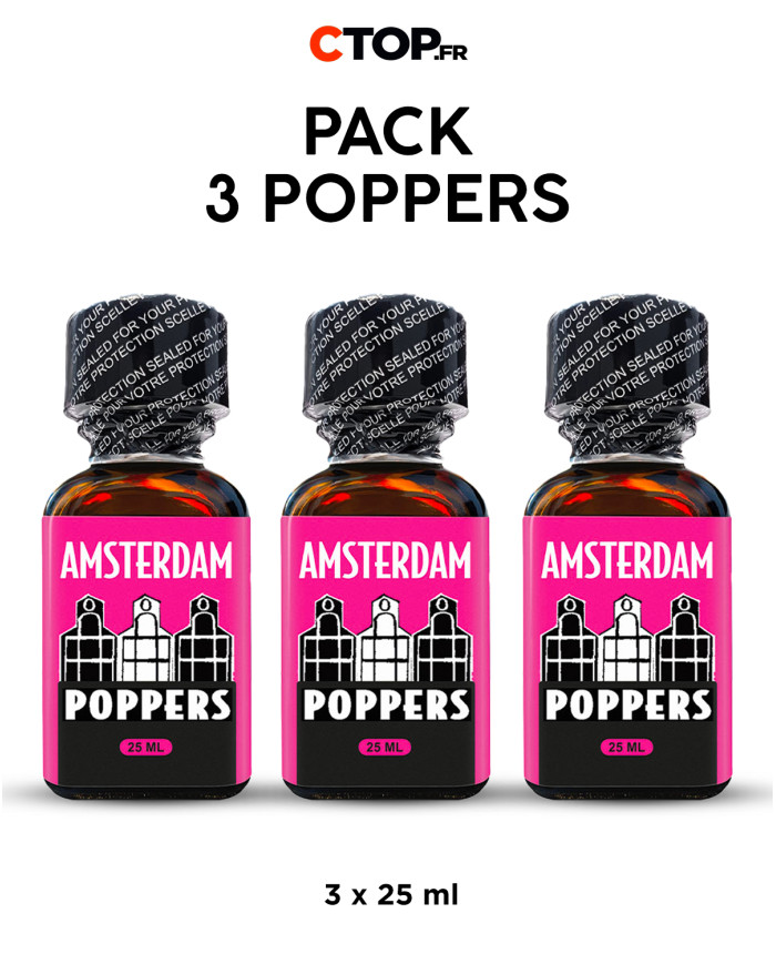 Pack de 3 Poppers Amsterdam 25ml - Achetez en Ligne | Catégorie Pack de Poppers