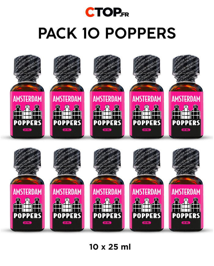 Pack de 10 Poppers Amsterdam 25ml - Achat en Gros | Catégorie Pack de Poppers