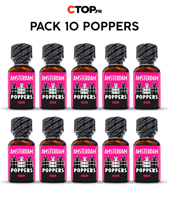 Pack de 10 Poppers Amsterdam 25ml - Achat en Gros | Catégorie Pack de Poppers