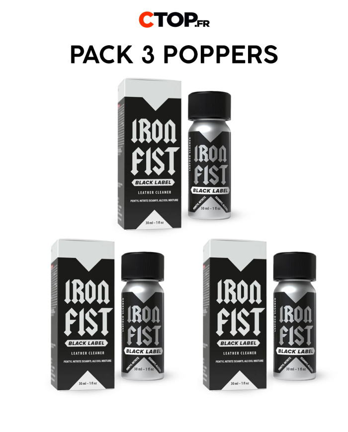 Pack 3 Poppers Iron Fist Black Label 30ml | Meilleur Prix & Qualité | Achat Pack de Poppers