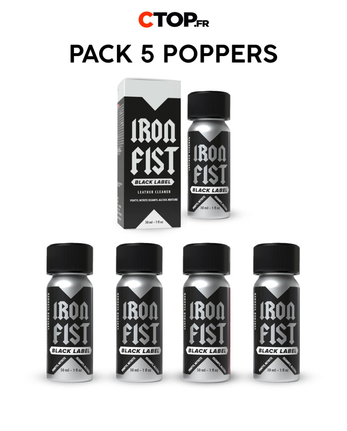 Pack 5 Poppers Iron Fist Black Label 30ml - Offres Spéciales Pack de Poppers
