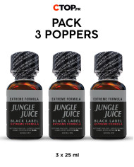 Pack 3 Poppers Jungle Juice Black Label 25ml – Achetez en Ligne | Catégorie Pack de Poppers