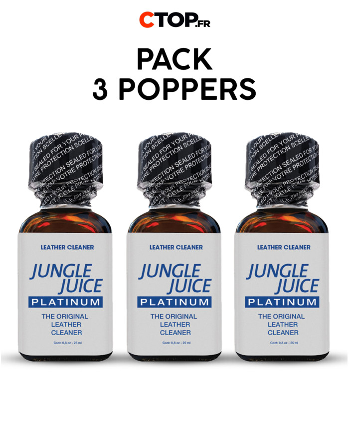 Pack 3 Poppers Jungle Juice Platinium 25ml - Achetez en Ligne | Catégorie Pack de Poppers