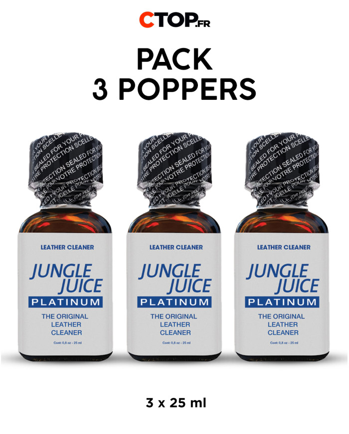 Pack 3 Poppers Jungle Juice Platinium 25ml - Achetez en Ligne | Catégorie Pack de Poppers