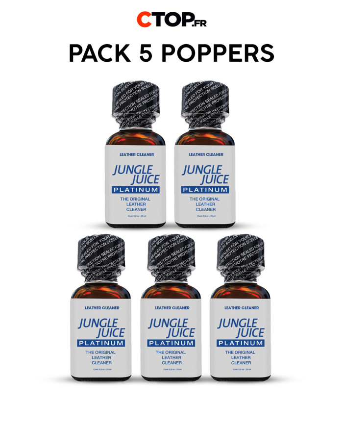 Pack 5 Poppers Jungle Juice Platinium 25ml | Achat Poppers Puissant