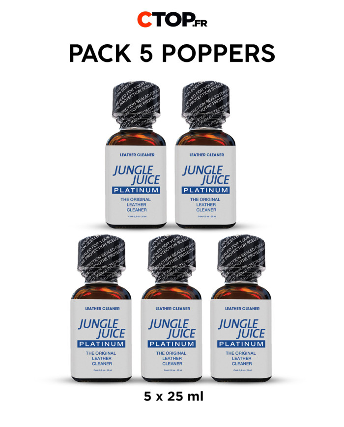 Pack 5 Poppers Jungle Juice Platinium 25ml | Achat Poppers Puissant
