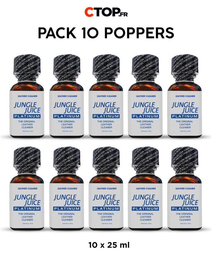 Pack 10 Poppers Jungle Juice Platinium 25ml - Achat Poppers en Ligne