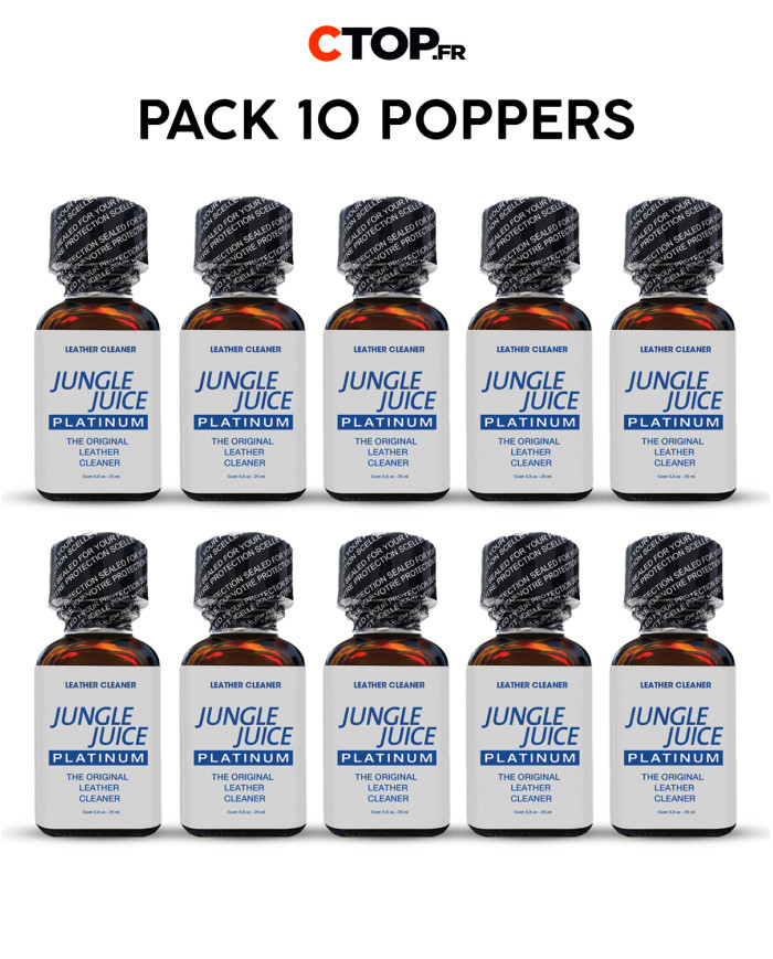 Pack 10 Poppers Jungle Juice Platinium 25ml - Achat Poppers en Ligne