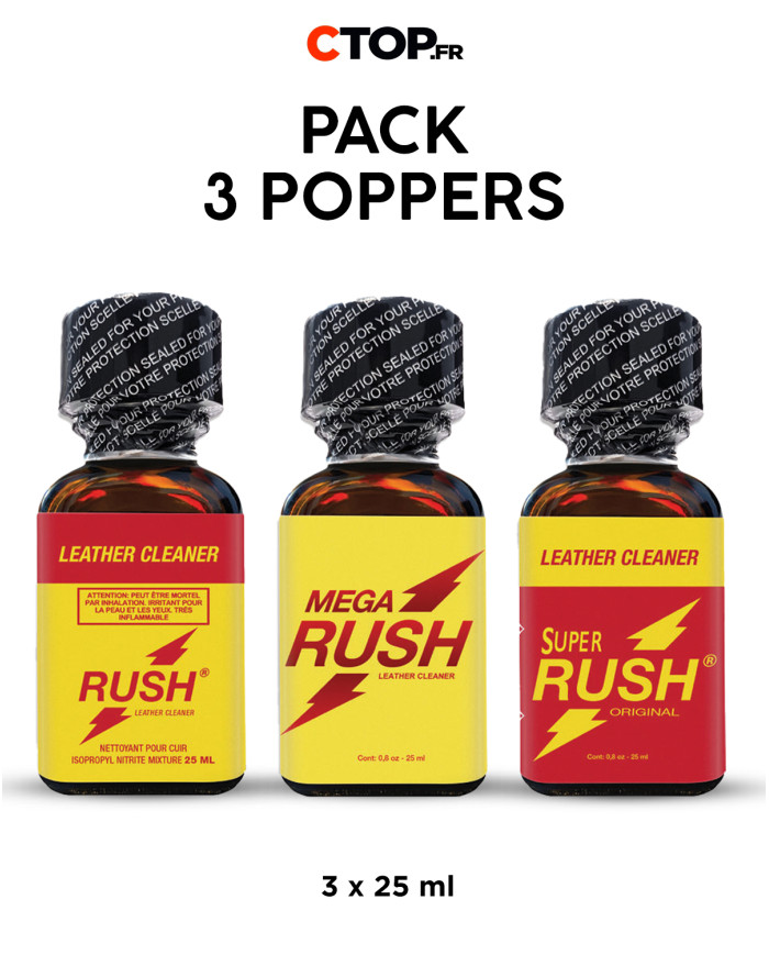 Pack 3 Poppers Rush Mix 25ml - Achetez en Ligne | Variété et Qualité Assurée