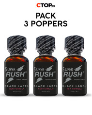 Pack 3 Poppers Super Rush Black Label 25ml - Achetez en Ligne | Catégorie Pack de Poppers