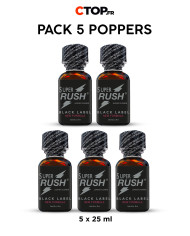 Pack 5 Poppers Super Rush Black Label 25ml - Achat Pack de Poppers Puissants