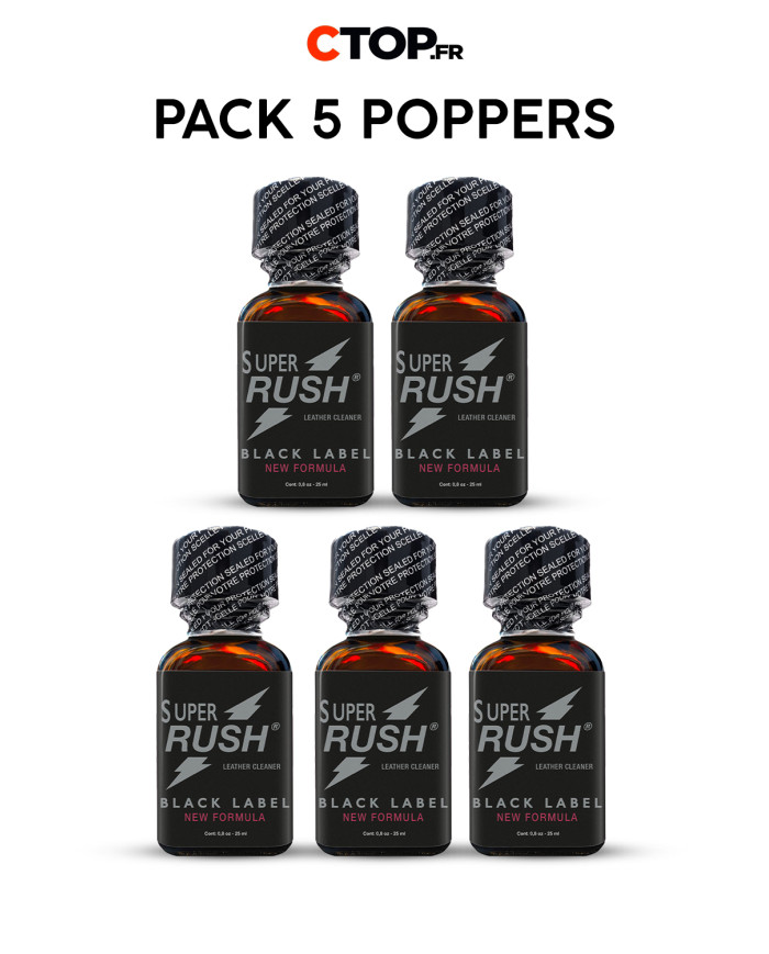 Pack 5 Poppers Super Rush Black Label 25ml - Achat Pack de Poppers Puissants