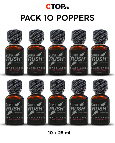 Pack 10 Poppers Super Rush Black Label 25ml - Achat Avantageux en Ligne