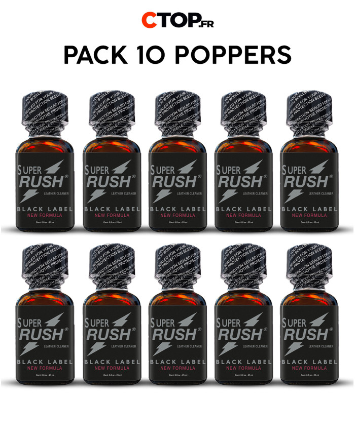 Pack 10 Poppers Super Rush Black Label 25ml - Achat Avantageux en Ligne